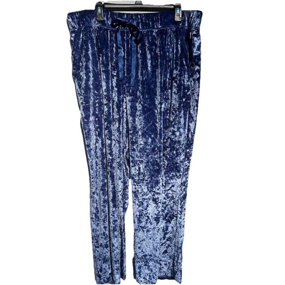 Cacique Navy Blue Crushed Velvet Pajama Pants